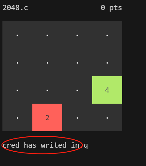 2048_hack output after pressing x